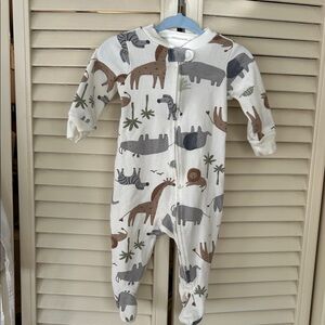Carter's Animal Print Footie Pajamas - Cream, Gray, Brown